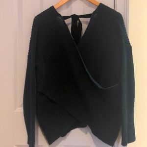 Wrap Back Sweater in Dark Teal Blue